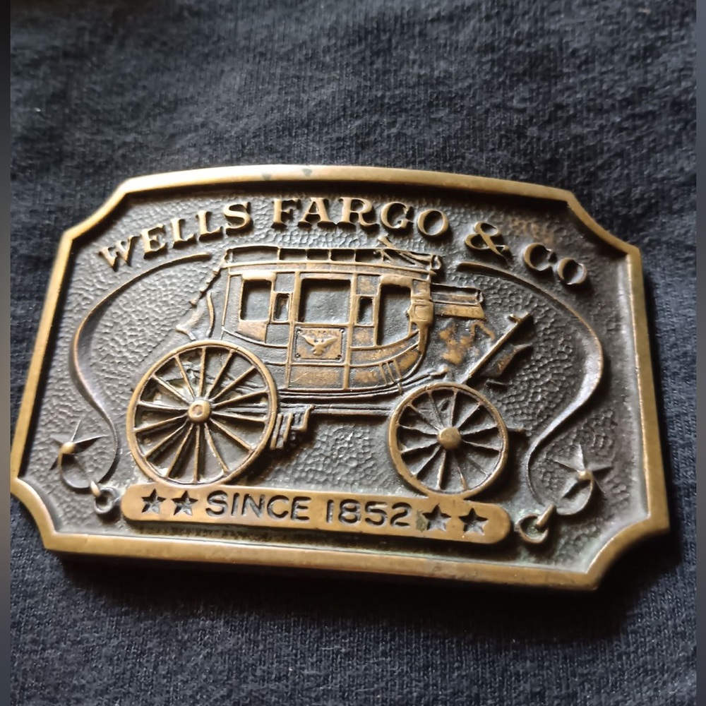 Vintage Wells Fargo bronze belt buckle
